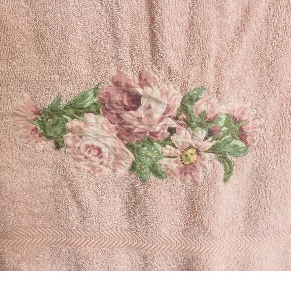 Vintage WAMSUTTA Towel Lot Set Pink Flower Floral Bath & Hand Set Somerset Rose - Picture 2 of 15